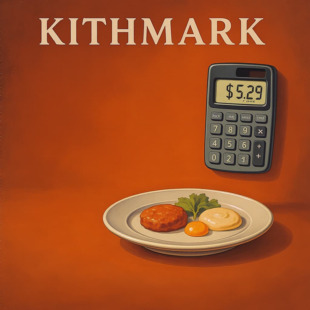 Food Cost Calculator cover — warm plate-toned illustration with a retro calculator showing cost per portion